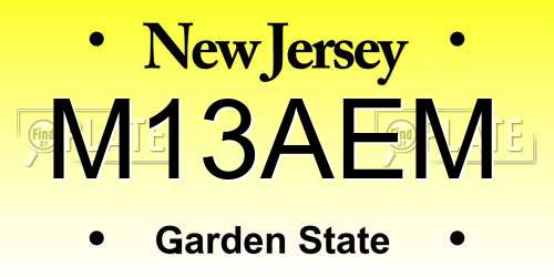 M13AEM New Jersey License Plate