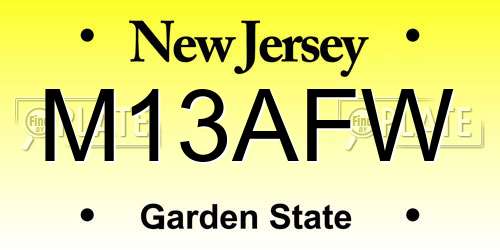 M13AFW New Jersey License Plate