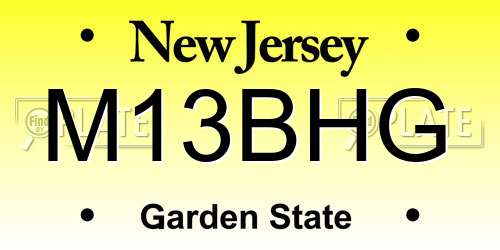 M13BHG New Jersey License Plate