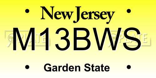 M13BWS New Jersey License Plate