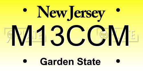 M13CCM New Jersey License Plate