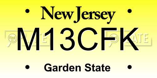 M13CFK New Jersey License Plate