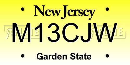 M13CJW New Jersey License Plate