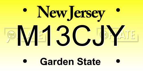 M13CJY New Jersey License Plate