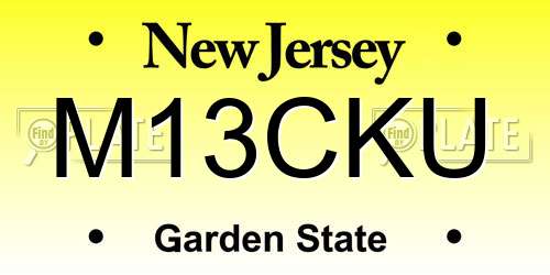 M13CKU New Jersey License Plate