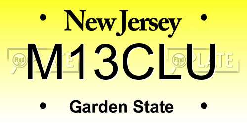 M13CLU New Jersey License Plate