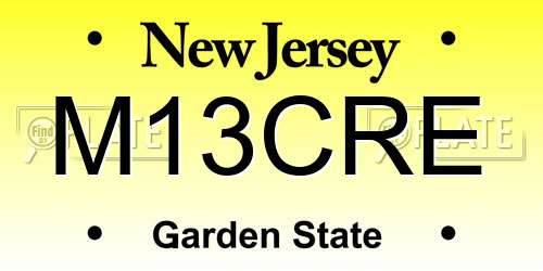 M13CRE New Jersey License Plate