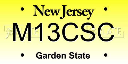 M13CSC New Jersey License Plate