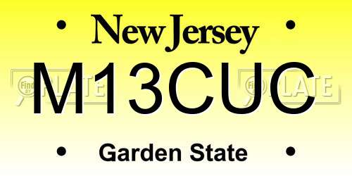 M13CUC New Jersey License Plate