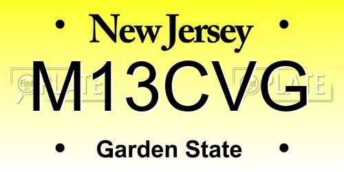M13CVG New Jersey License Plate
