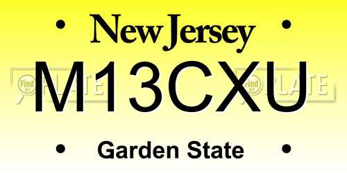 M13CXU New Jersey License Plate