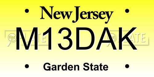 M13DAK New Jersey License Plate