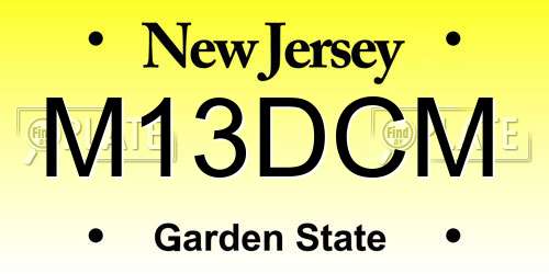 M13DCM New Jersey License Plate