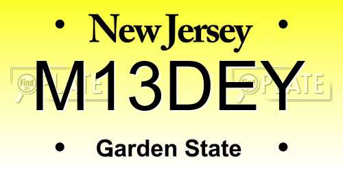 M13DEY New Jersey License Plate