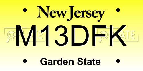 M13DFK New Jersey License Plate