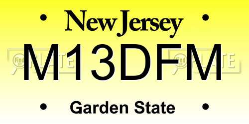 M13DFM New Jersey License Plate