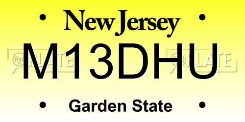 M13DHU New Jersey License Plate