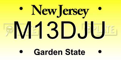 M13DJU New Jersey License Plate