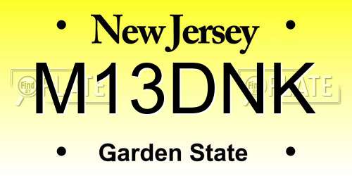 M13DNK New Jersey License Plate