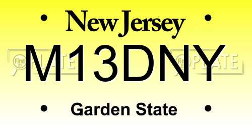 M13DNY New Jersey License Plate