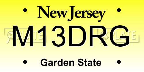 M13DRG New Jersey License Plate