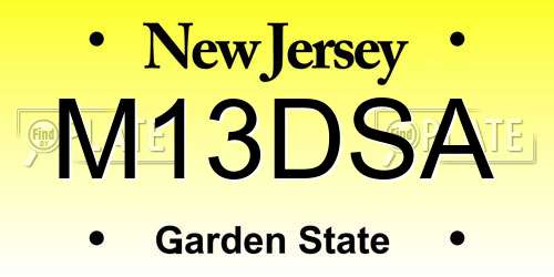 M13DSA New Jersey License Plate