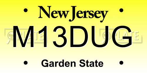 M13DUG New Jersey License Plate