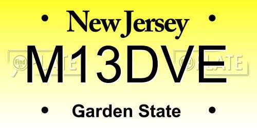 M13DVE New Jersey License Plate
