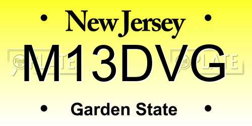 M13DVG New Jersey License Plate