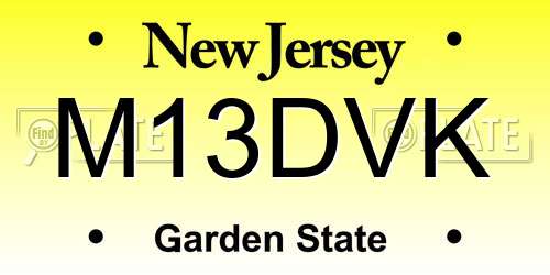 M13DVK New Jersey License Plate