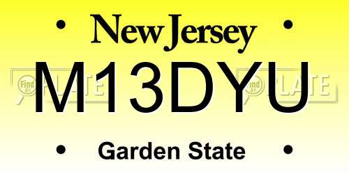 M13DYU New Jersey License Plate
