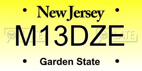 M13DZE New Jersey License Plate