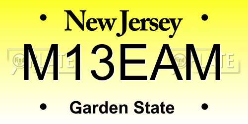M13EAM New Jersey License Plate