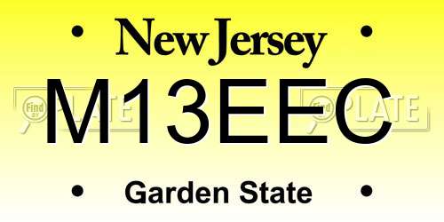 M13EEC New Jersey License Plate