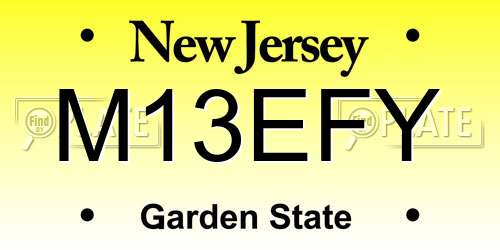 M13EFY New Jersey License Plate