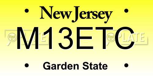 M13ETC New Jersey License Plate