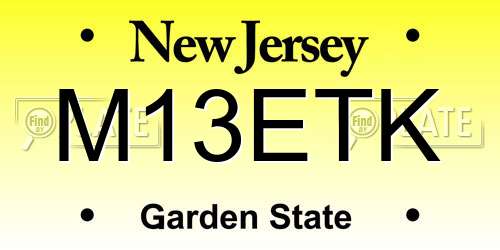 M13ETK New Jersey License Plate