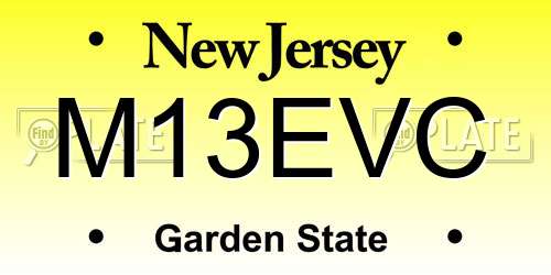 M13EVC New Jersey License Plate
