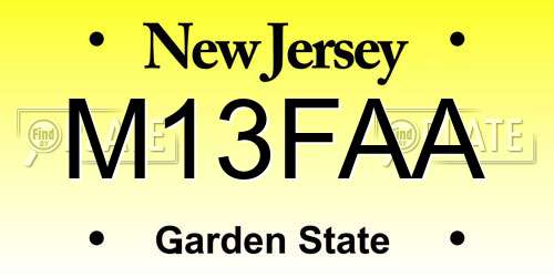 M13FAA New Jersey License Plate