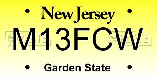 M13FCW New Jersey License Plate