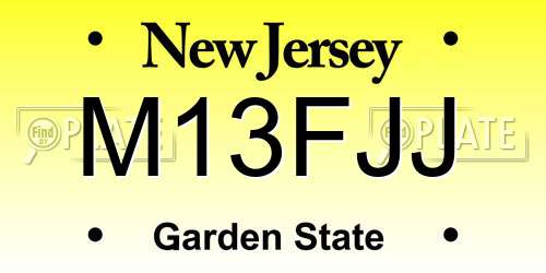 M13FJJ New Jersey License Plate