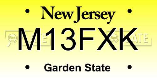 M13FXK New Jersey License Plate