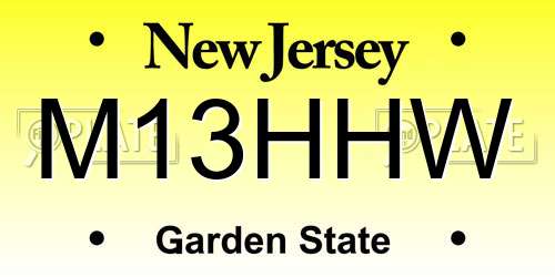 M13HHW New Jersey License Plate