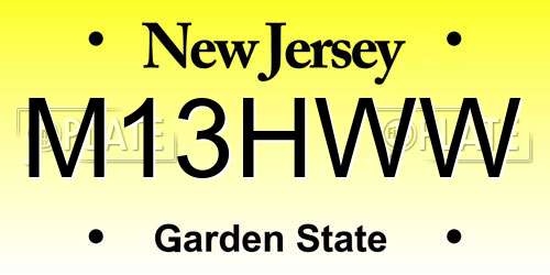 M13HWW New Jersey License Plate