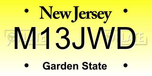 M13JWD New Jersey License Plate