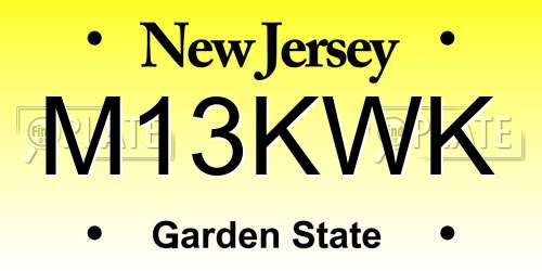 M13KWK New Jersey License Plate