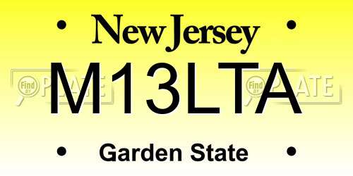 M13LTA New Jersey License Plate