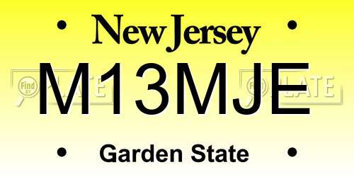 M13MJE New Jersey License Plate
