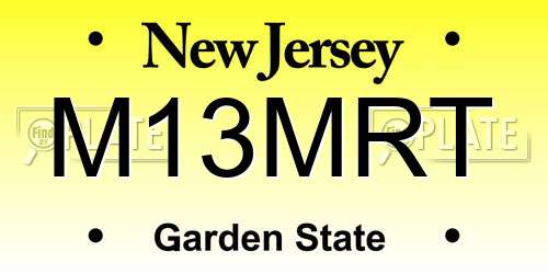 M13MRT New Jersey License Plate