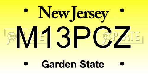M13PCZ New Jersey License Plate
